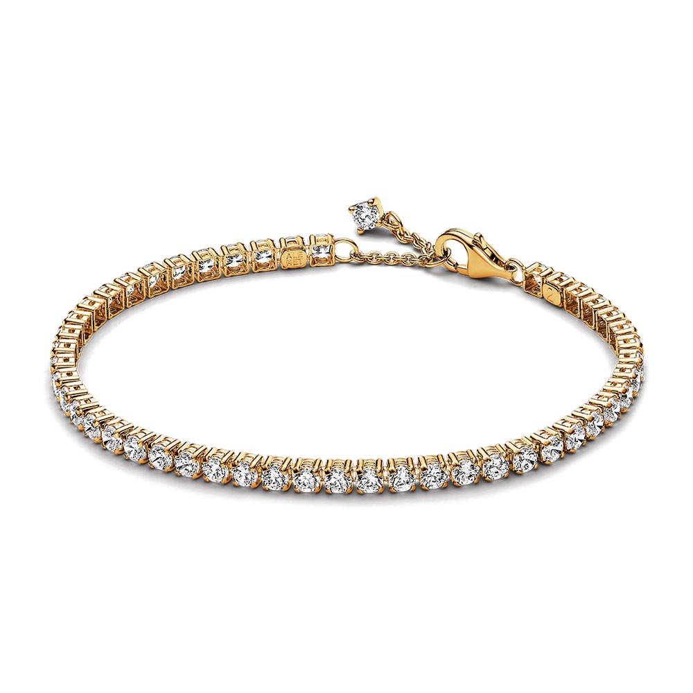 14k Gold-plated tennis bracelet with clear cubic zirconia