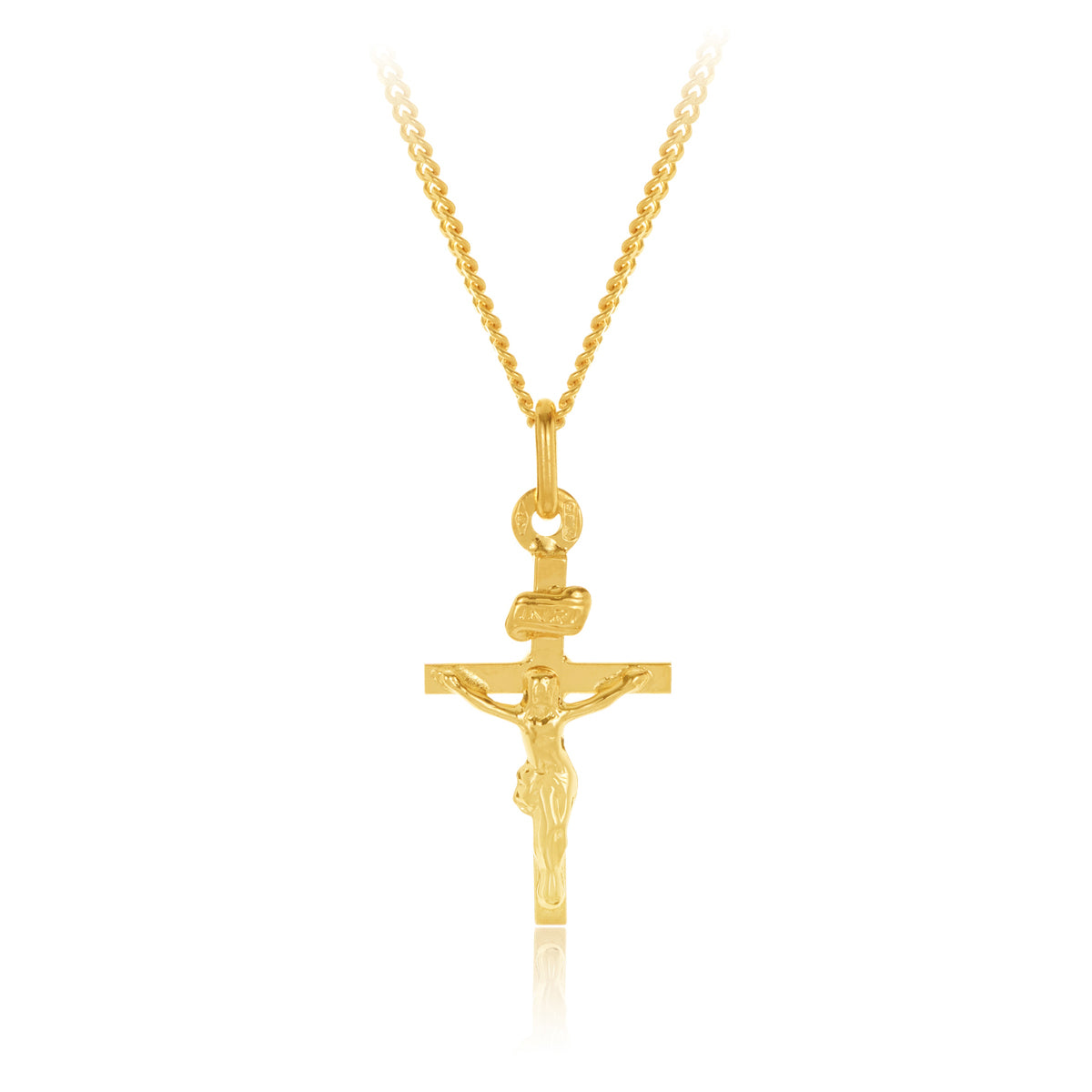 9 Carat Yellow Gold 20mm Chiseled Edge Cruxcifix