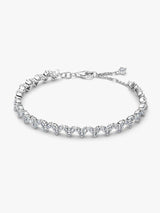 Heart sterling silver tennis bracelet with clear cubic zirconia