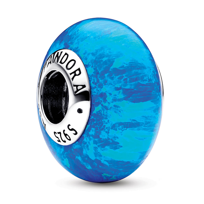 Pandora Sterling Silver Charm with Deep Blue Lab-Created Opal