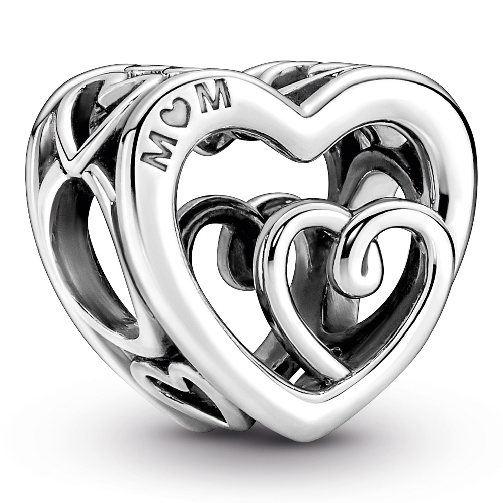 Entwined hearts sterling silver charm