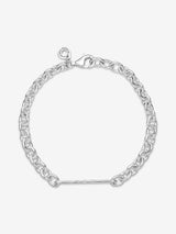 Sterling silver link bracelet with engravable bar