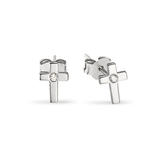 Sterling Silver Cross Stud Earring with CZ