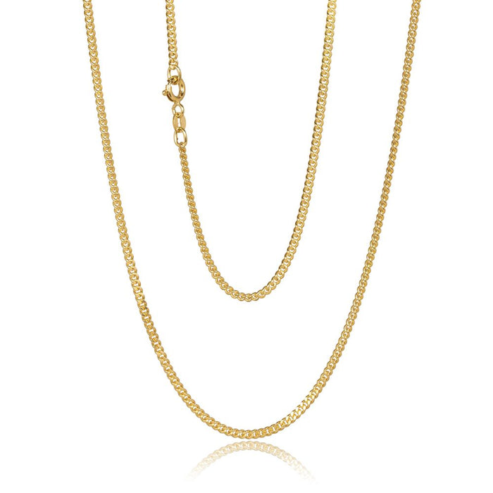 9 Carat Yellow Gold Grumette 2 Sided Curb Chain, 50cm