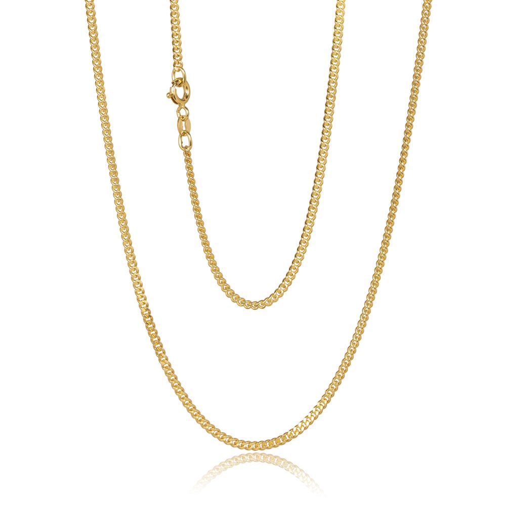 9 Carat Yellow Gold Grumette 2 Sided Curb Chain, 50cm