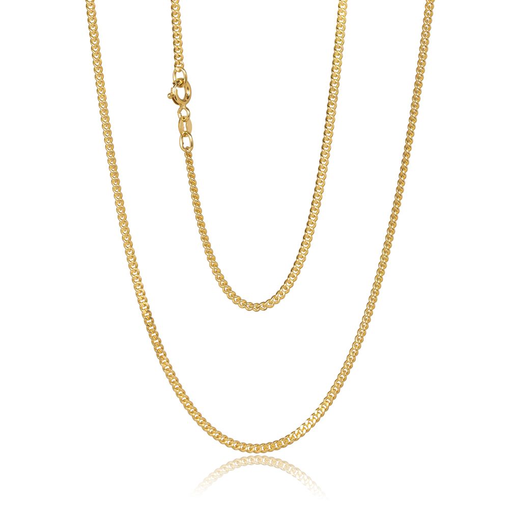 9 Carat Yellow Gold Grumette 2 Sided Curb Chain, 50cm