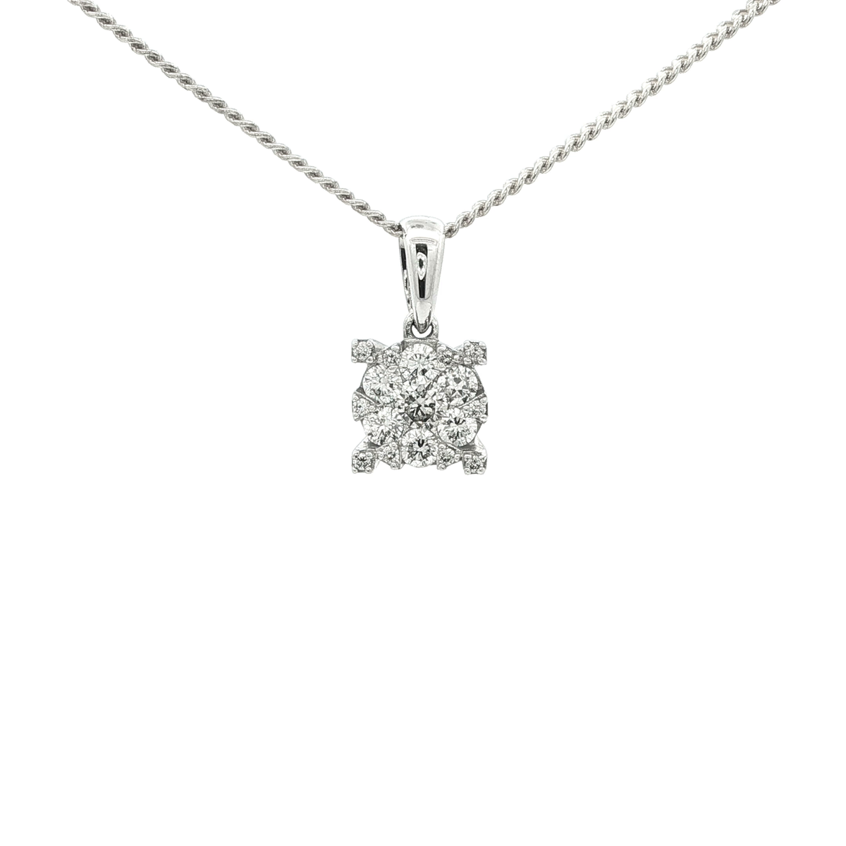Brilliant Round Cut Diamond Necklace in White Gold