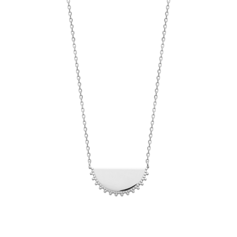 Sterling Silver Beaded Edge Disc Necklet