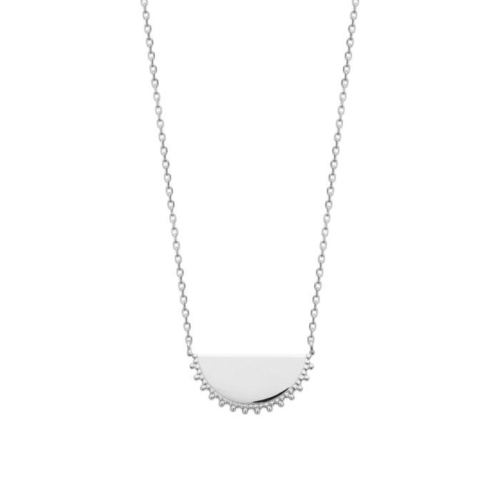 Sterling Silver Beaded Edge Disc Necklet