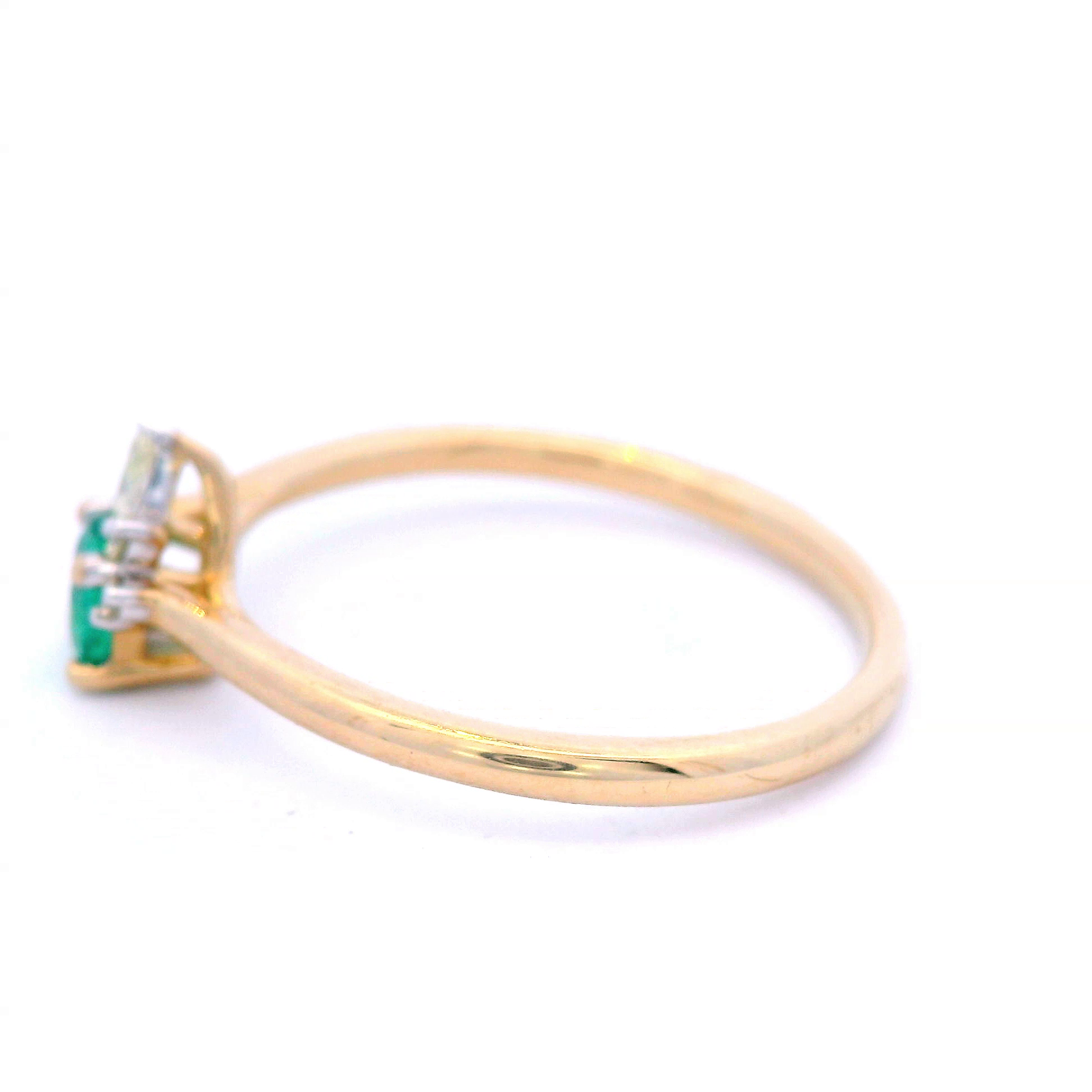 9ct Yellow Gold Diamond and Emerald Ring