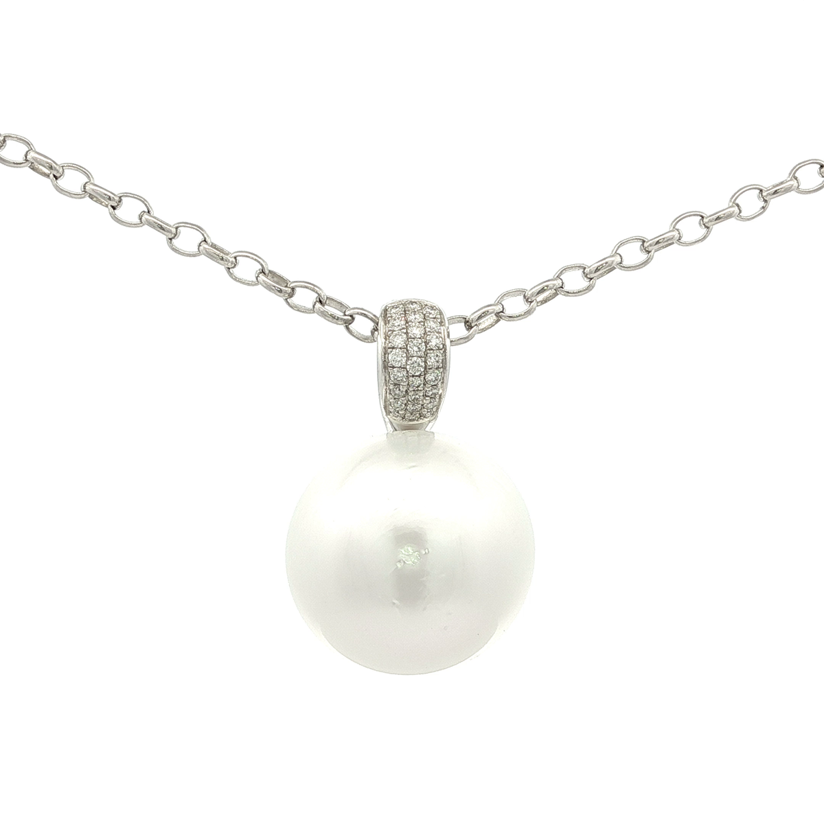 South Sea Pearl and Diamond Set Pendant in White Gold