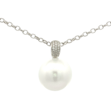 South Sea Pearl and Diamond Set Pendant in White Gold
