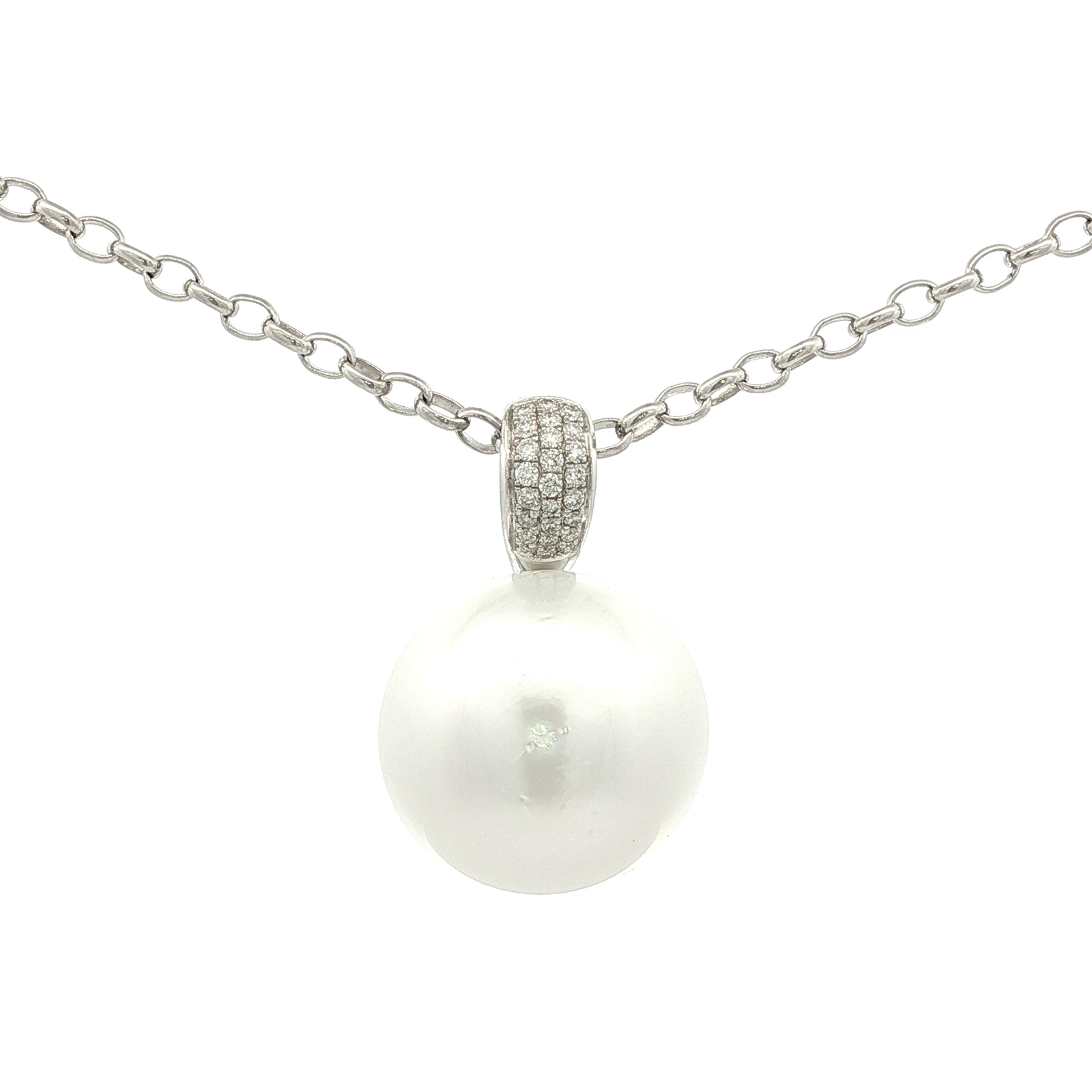 South Sea Pearl and Diamond Set Pendant in White Gold