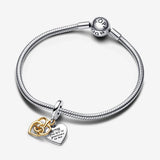 Lab-grown Diamond Engravable Mom Double Dangle Charm