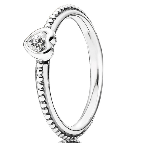 Pandora Heart silver ring with cubic zirconia