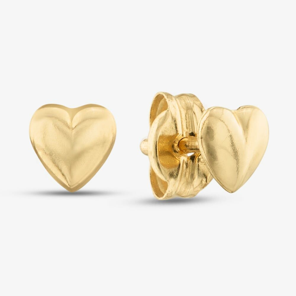 Gold Heart Stud Earrings in 9CT Yellow