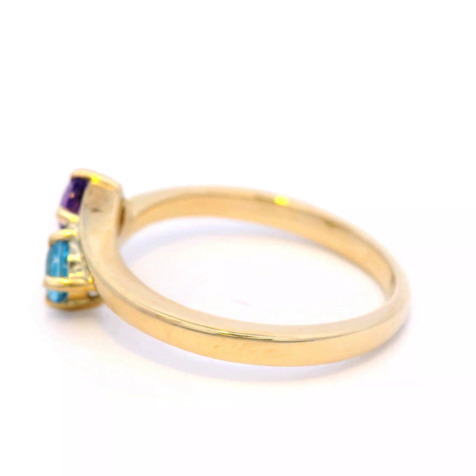 Blue Topaz and Amethyst Dress Ring in Yellow Gold