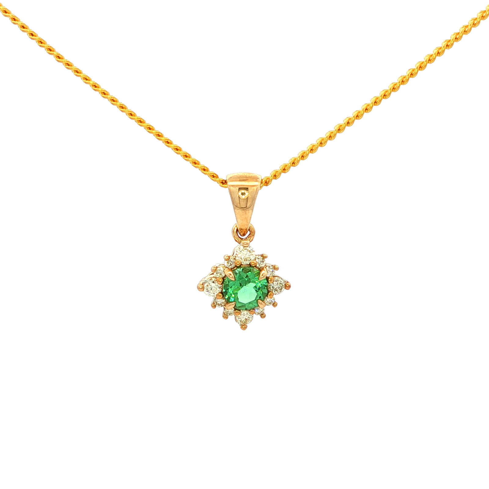 Tourmaline and Diamond in Yellow Gold Pendant