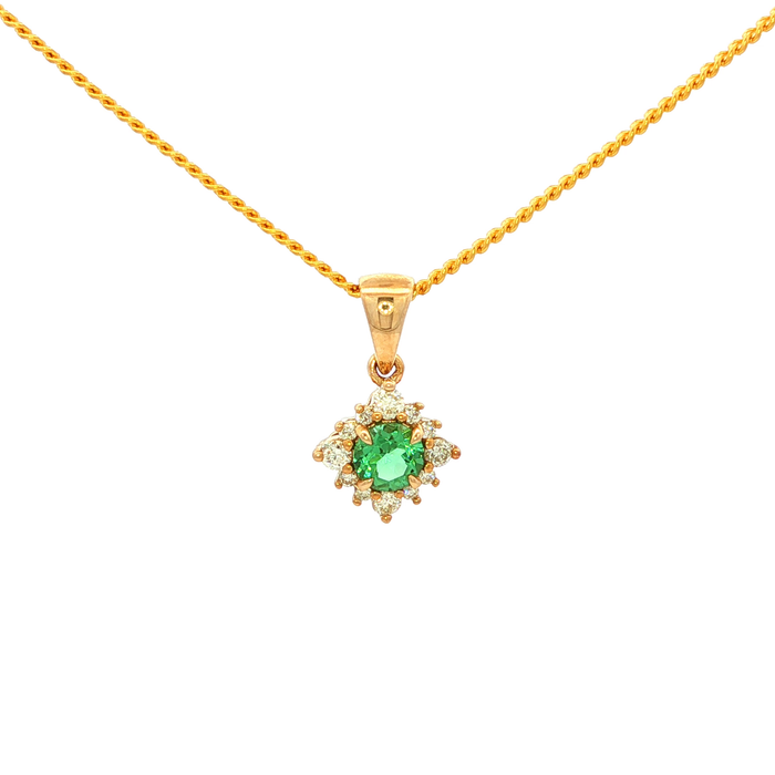 Tourmaline and Diamond in Yellow Gold Pendant