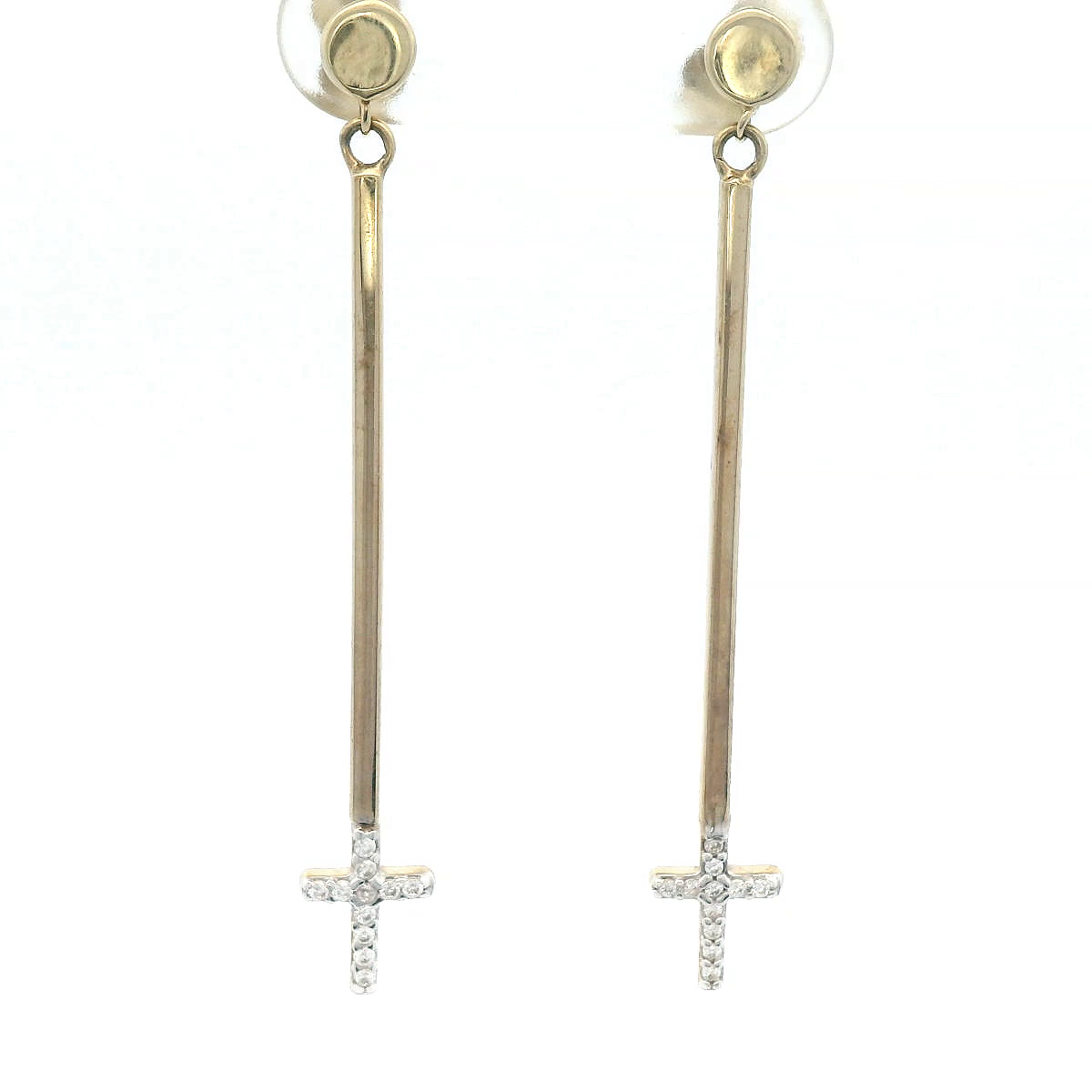 9ct Yellow Gold Cubic Zirconia Cross Bar Drop Stud