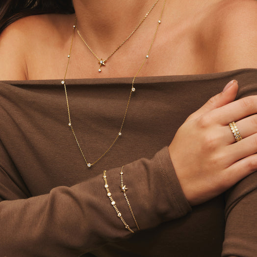 #5A MELODIC SIL CZ STAR B/L 16.5+2cm