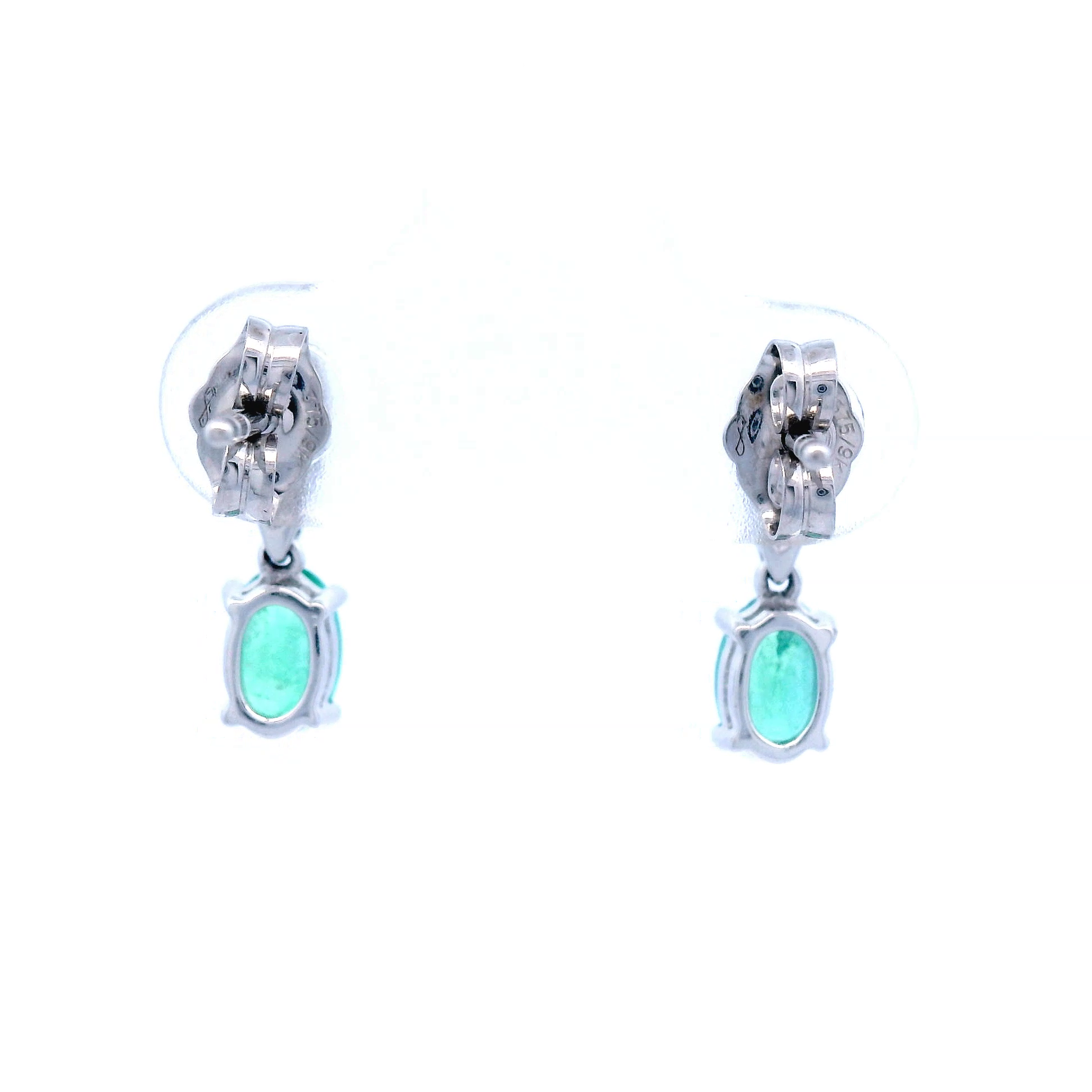 White Gold Diamond and Emerald Earrings