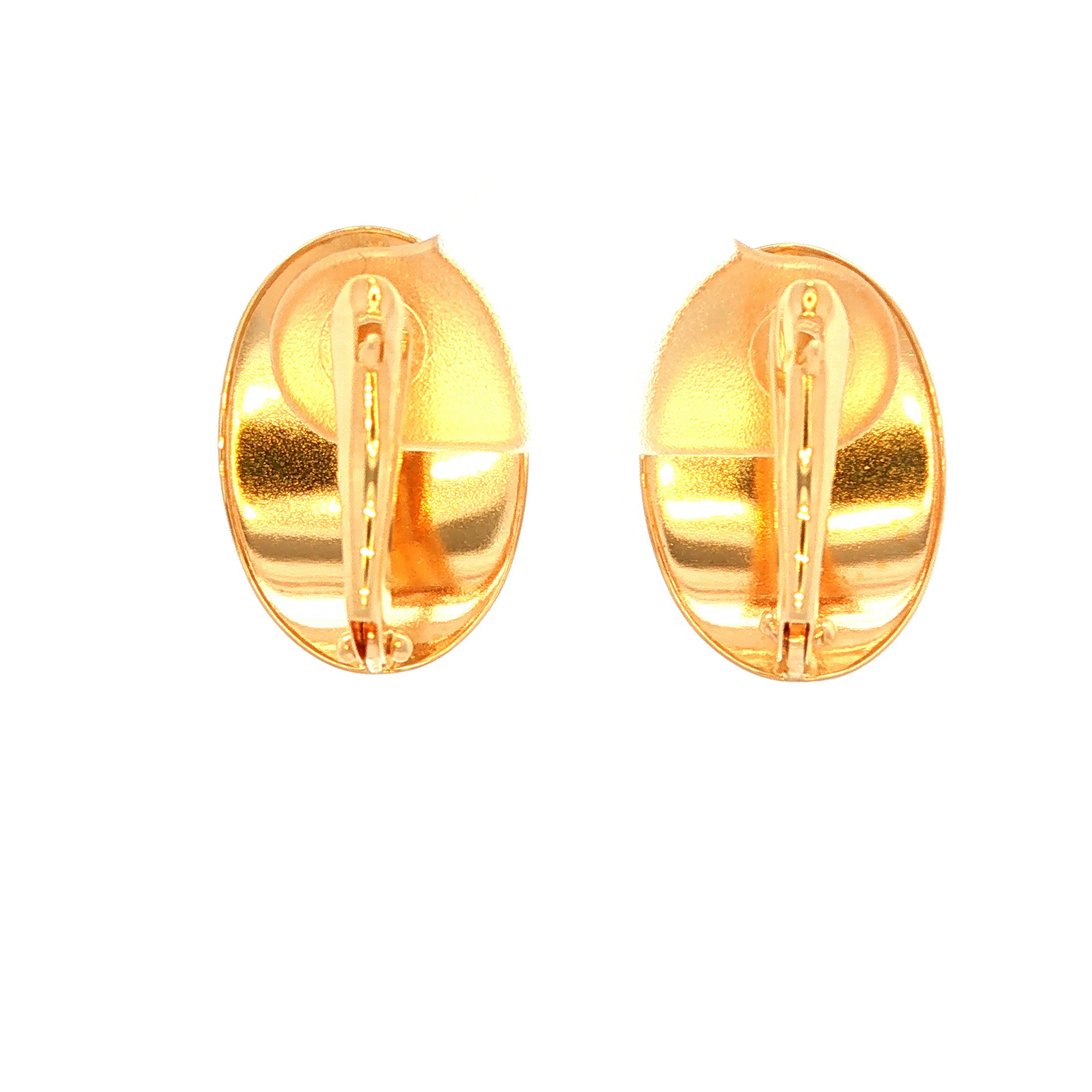 Oval Disc Earrings in Yellow Gold