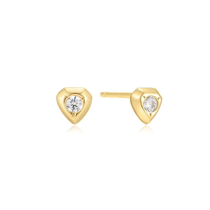 Ania Haie Gold Sparkling Shield Stud Earrings