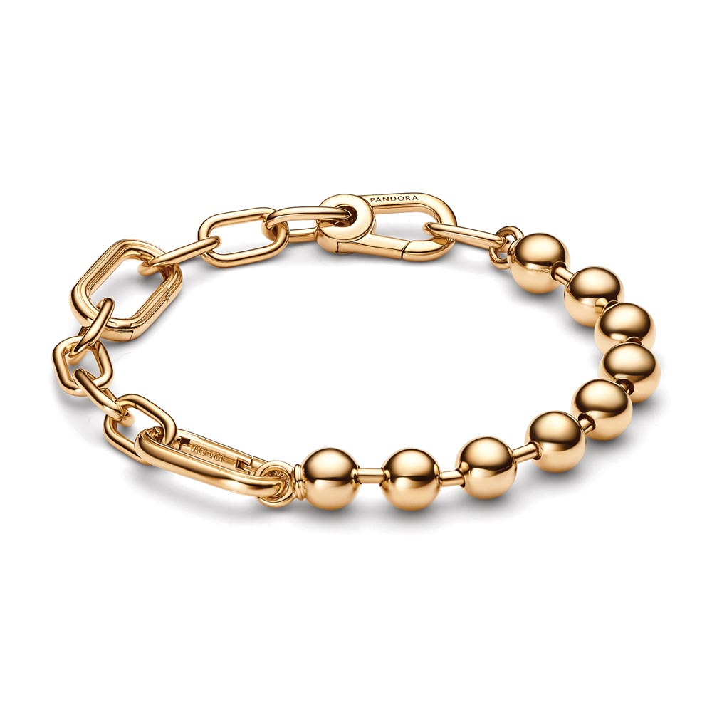 14k Gold-plated bead and link bracelet