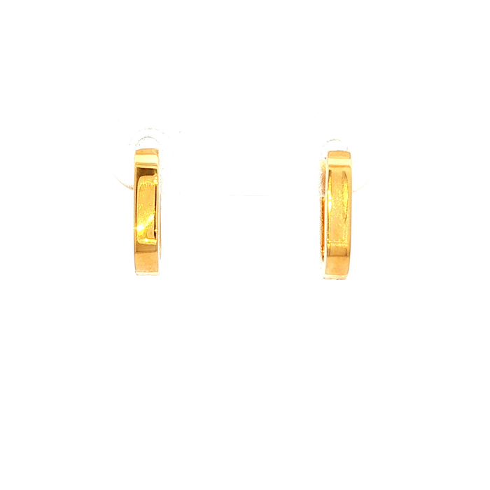 Oval Shape Huggie Earrings in Yellow Gold