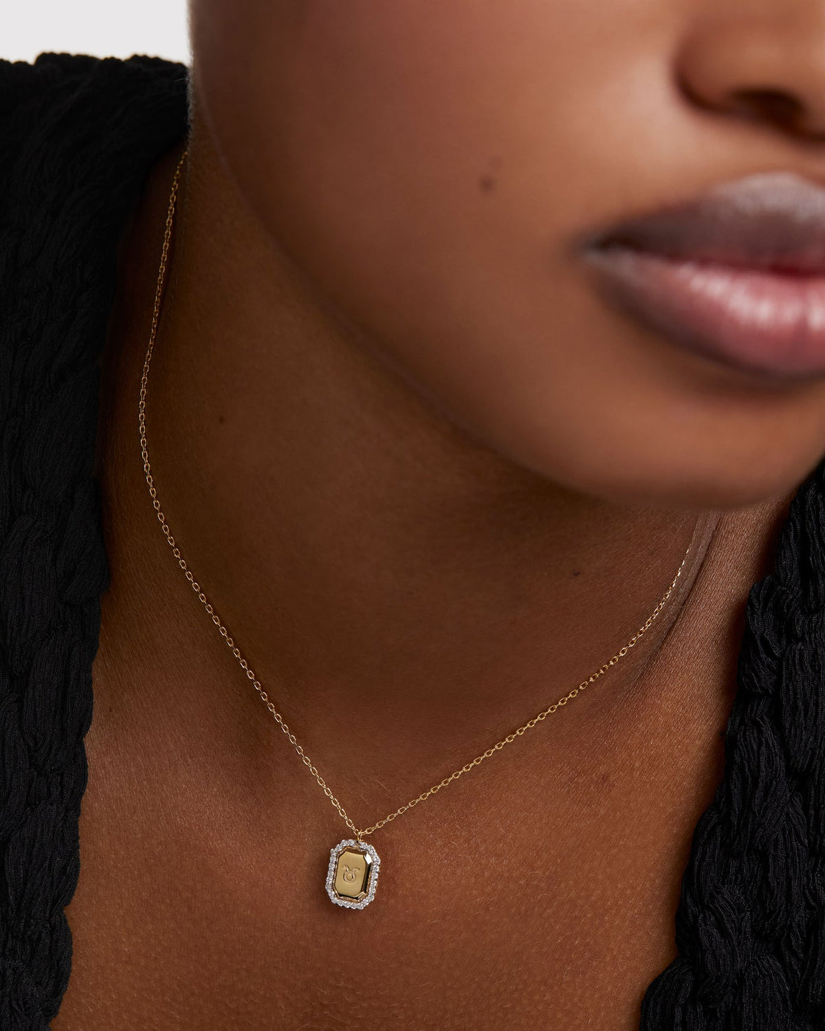 PDPAOLA Capricorn Necklace Engraved In Octagonal Pendant