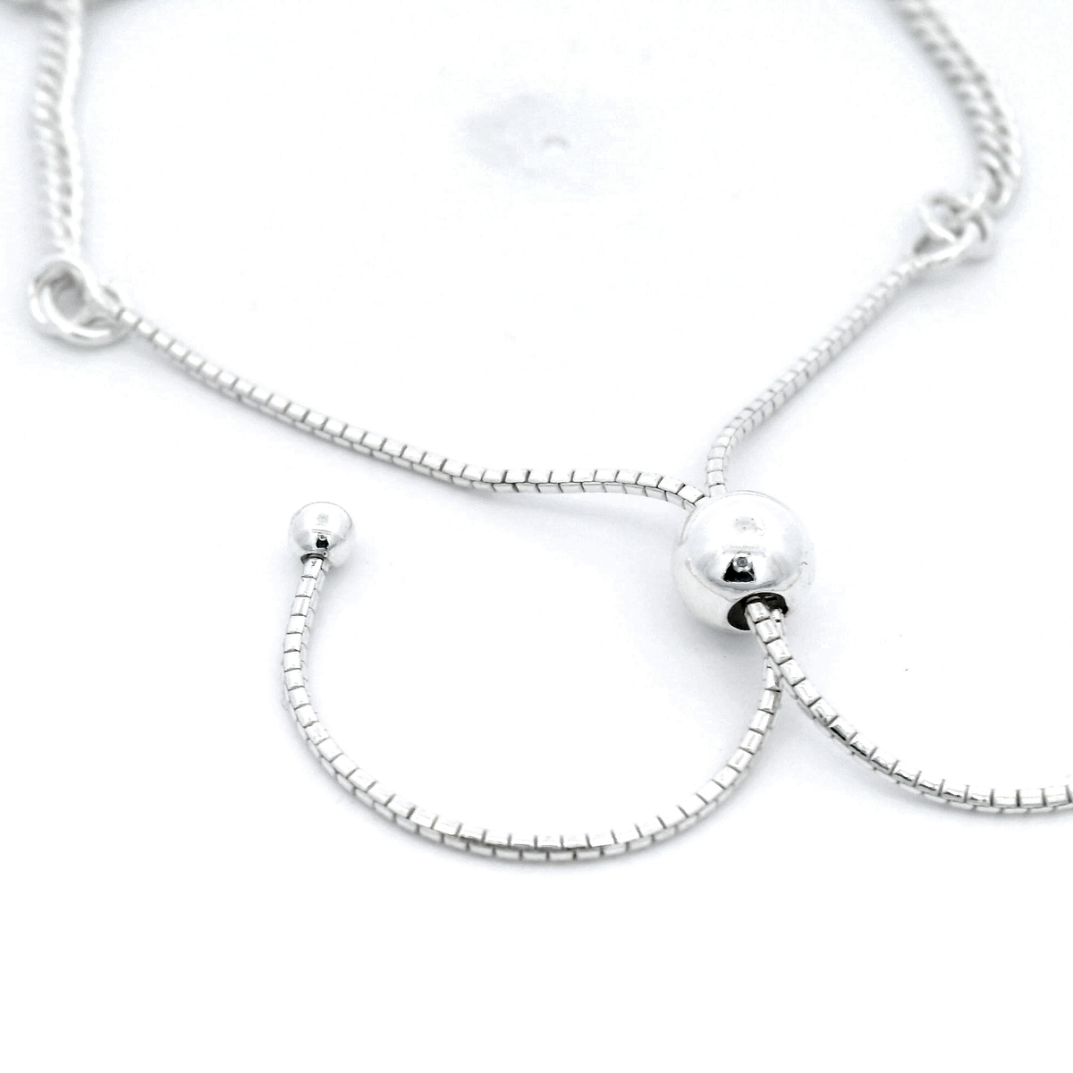 Von Treskow Sterling Silver Adjustable Curb & Bead Bracelet With 'VT' Plate