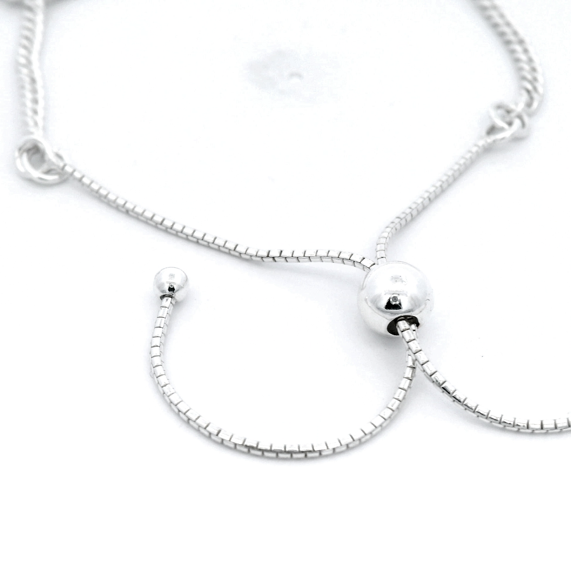 Von Treskow Sterling Silver Adjustable Curb & Bead Bracelet With 'VT' Plate