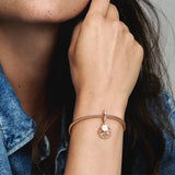 14k Rose gold-plated charm with clear cubic zirconia