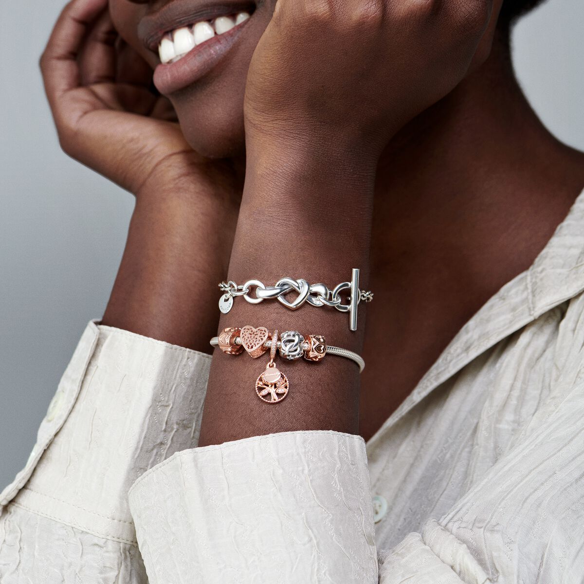 14k Rose gold-plated charm with clear cubic zirconia