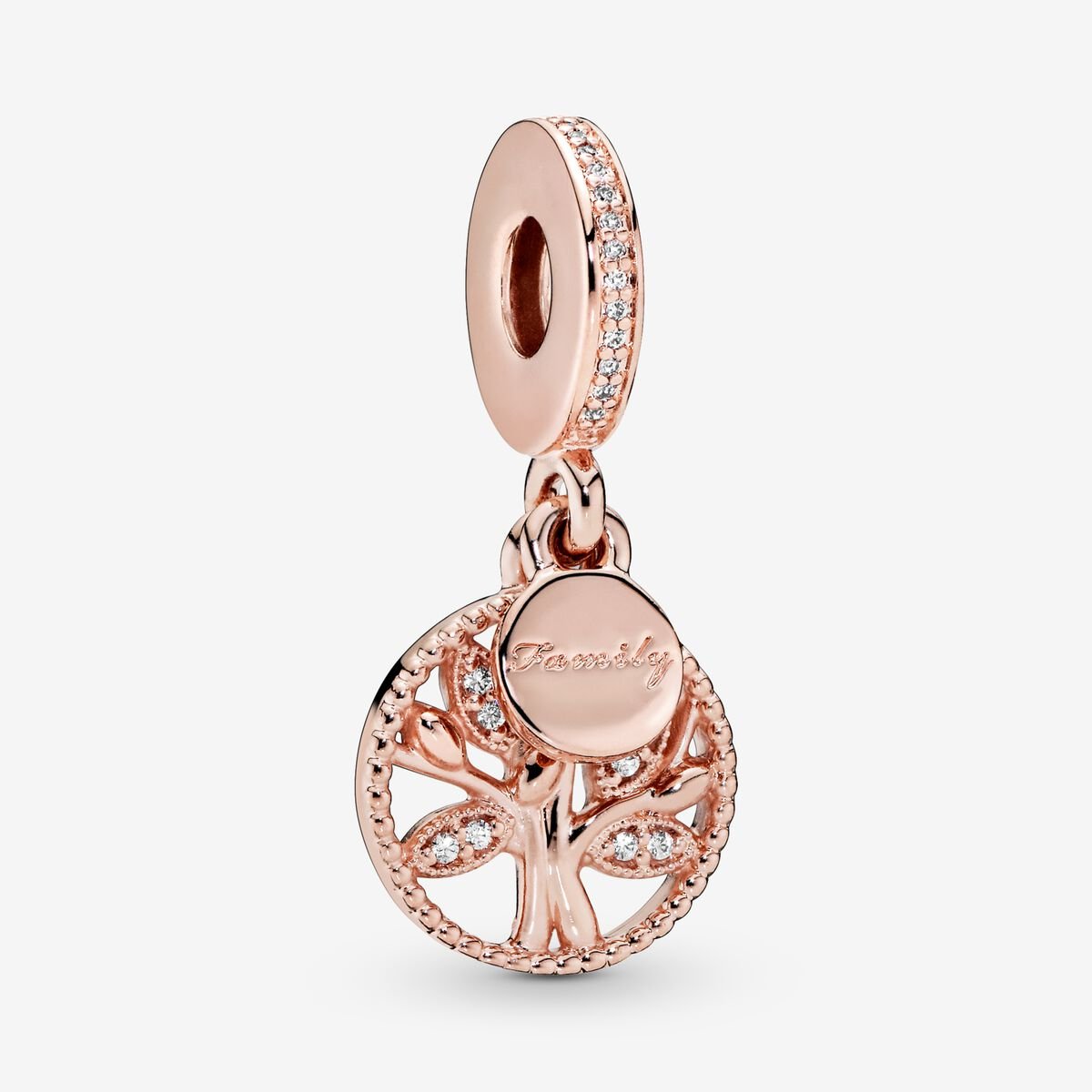 14k Rose gold-plated charm with clear cubic zirconia