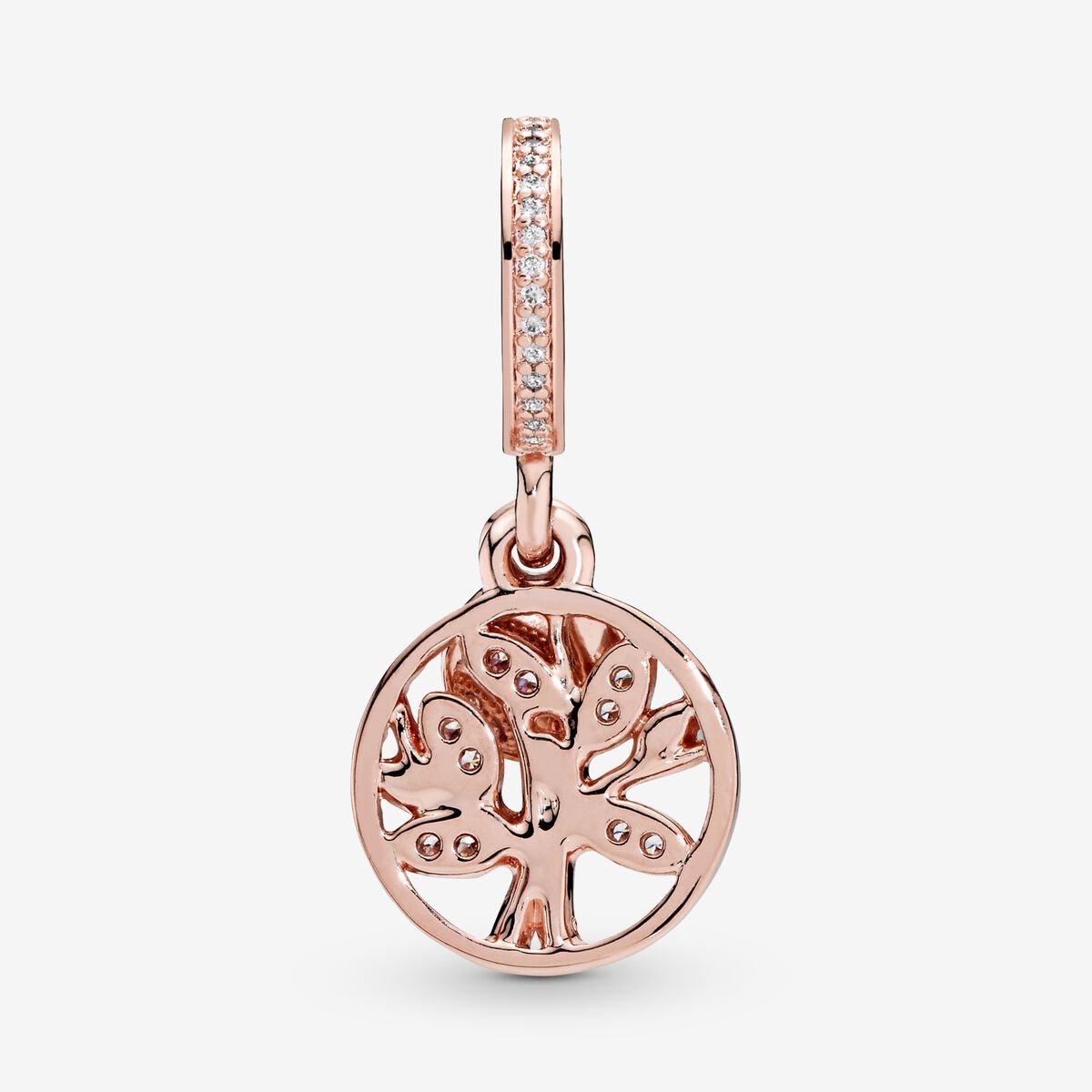 14k Rose gold-plated charm with clear cubic zirconia