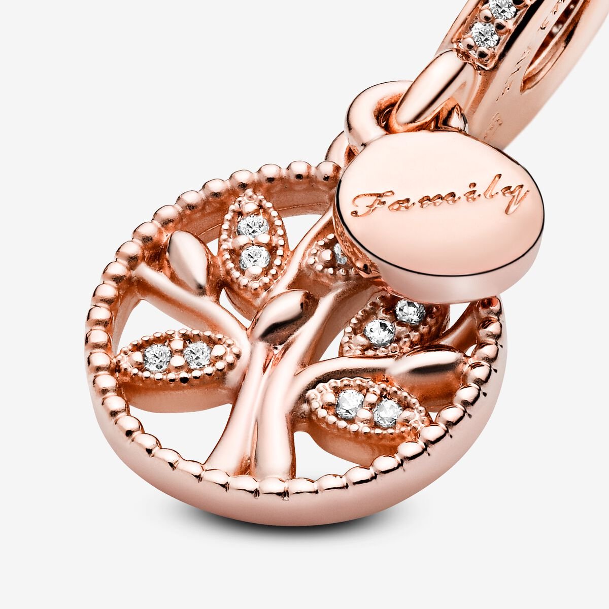 14k Rose gold-plated charm with clear cubic zirconia