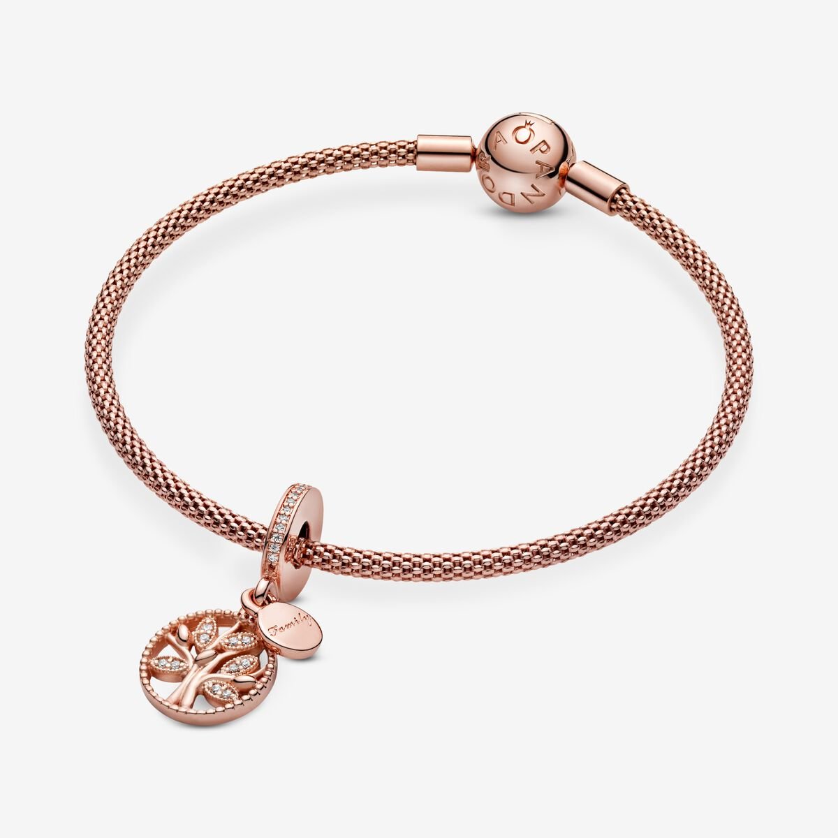 14k Rose gold-plated charm with clear cubic zirconia