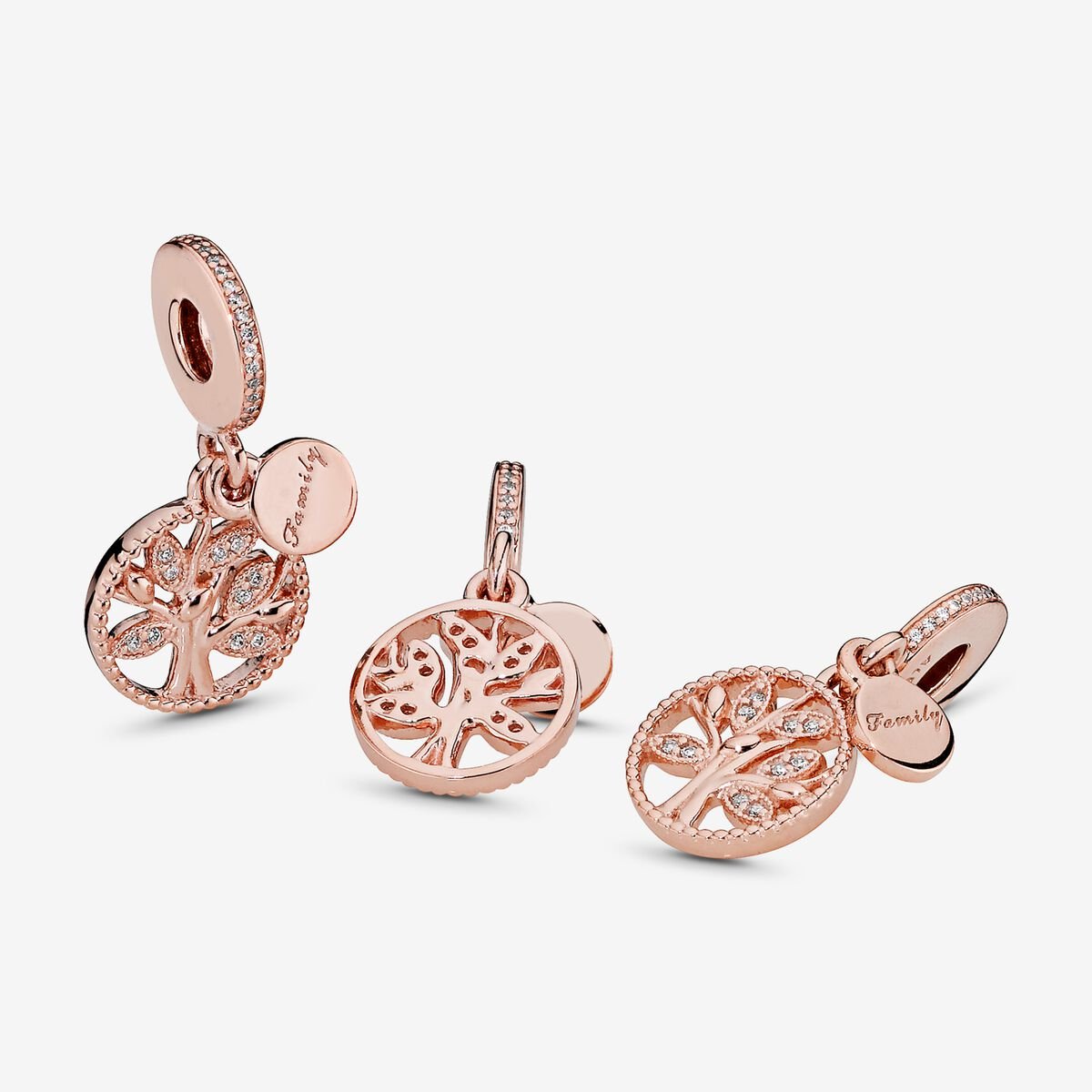 14k Rose gold-plated charm with clear cubic zirconia