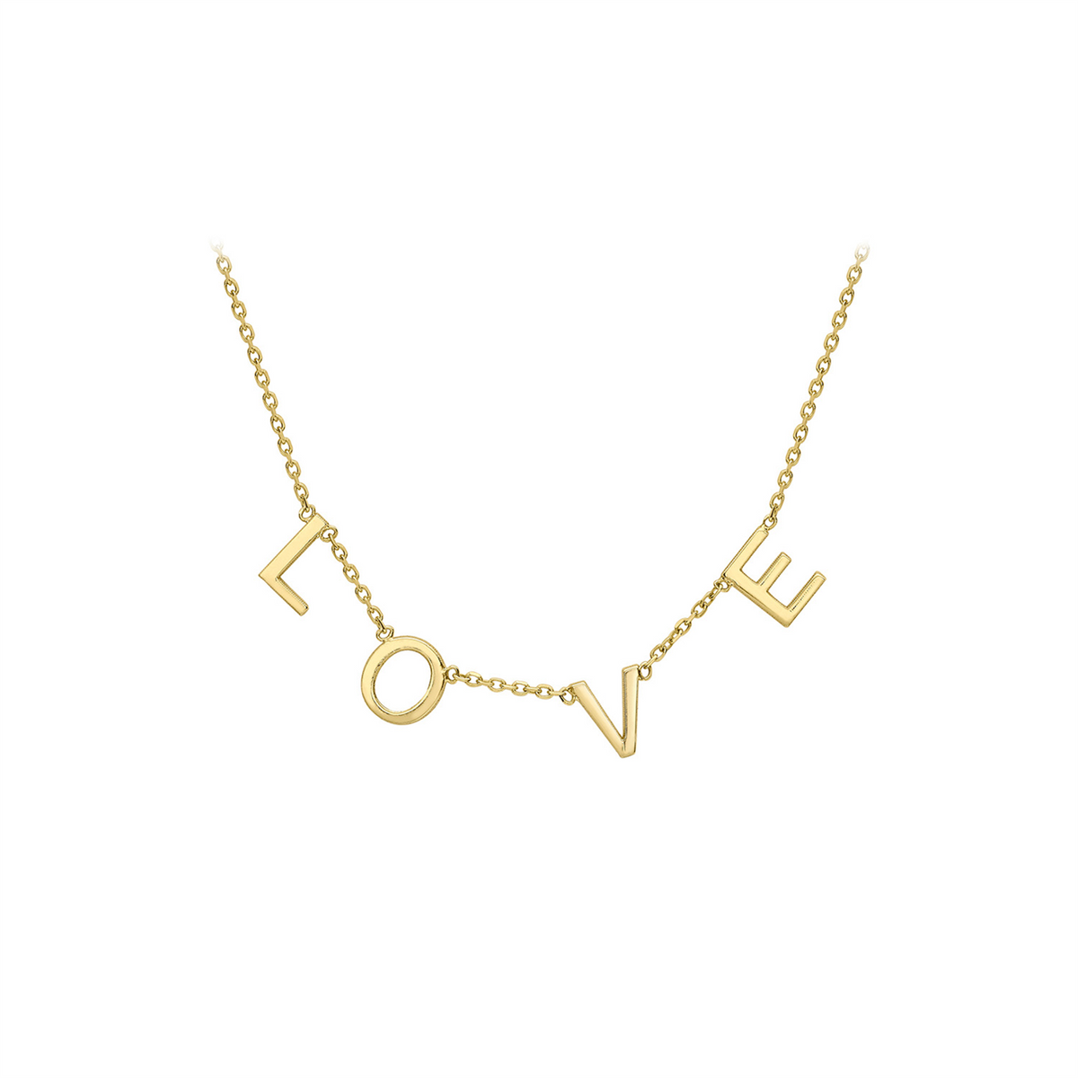 9K Yellow Gold Solid 'Love' Adjustable Necklace