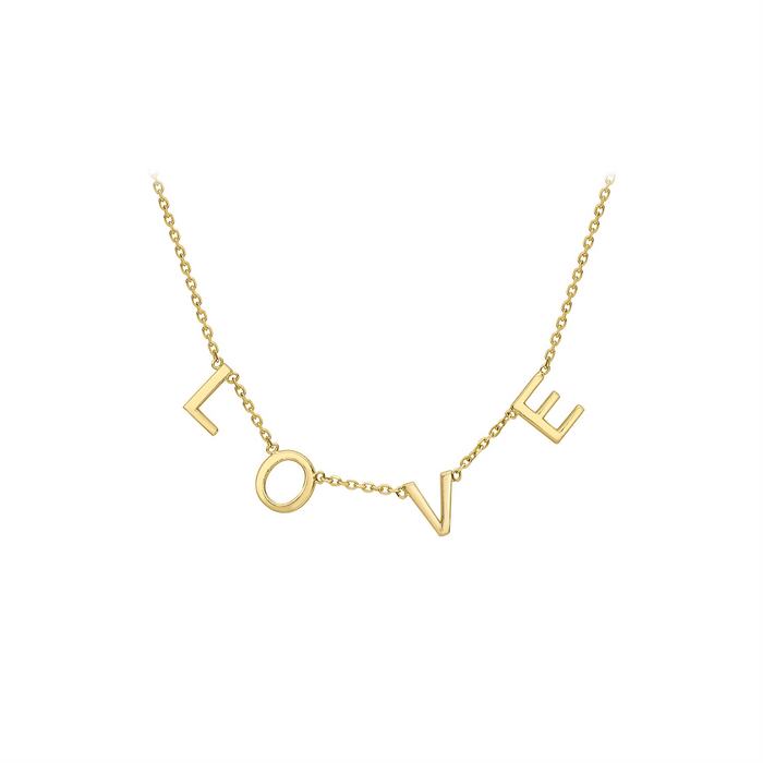 9K Yellow Gold Solid 'Love' Adjustable Necklace