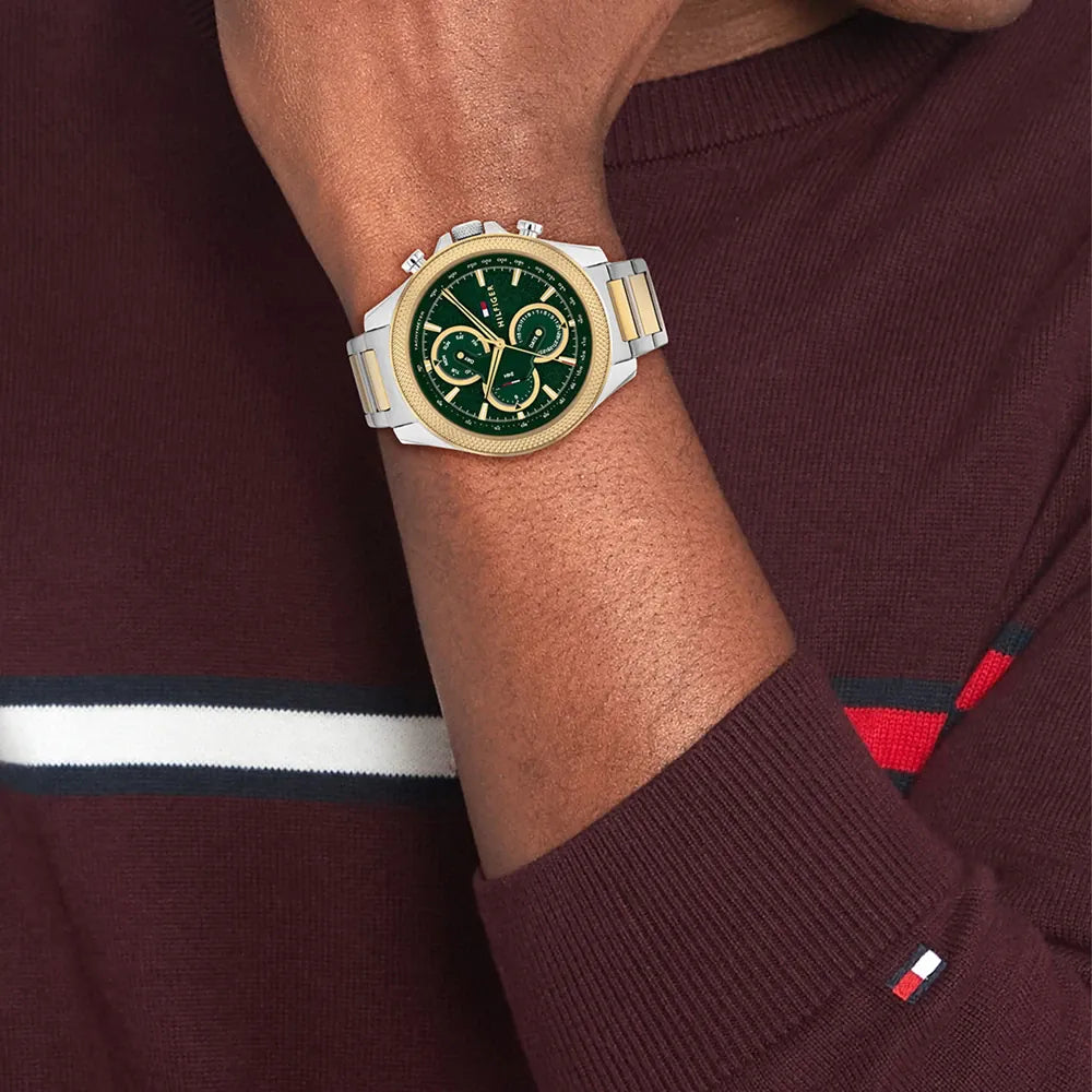 Tommy Hilfiger Two-Tone Steel Green Dial Multi-function Men's Watch