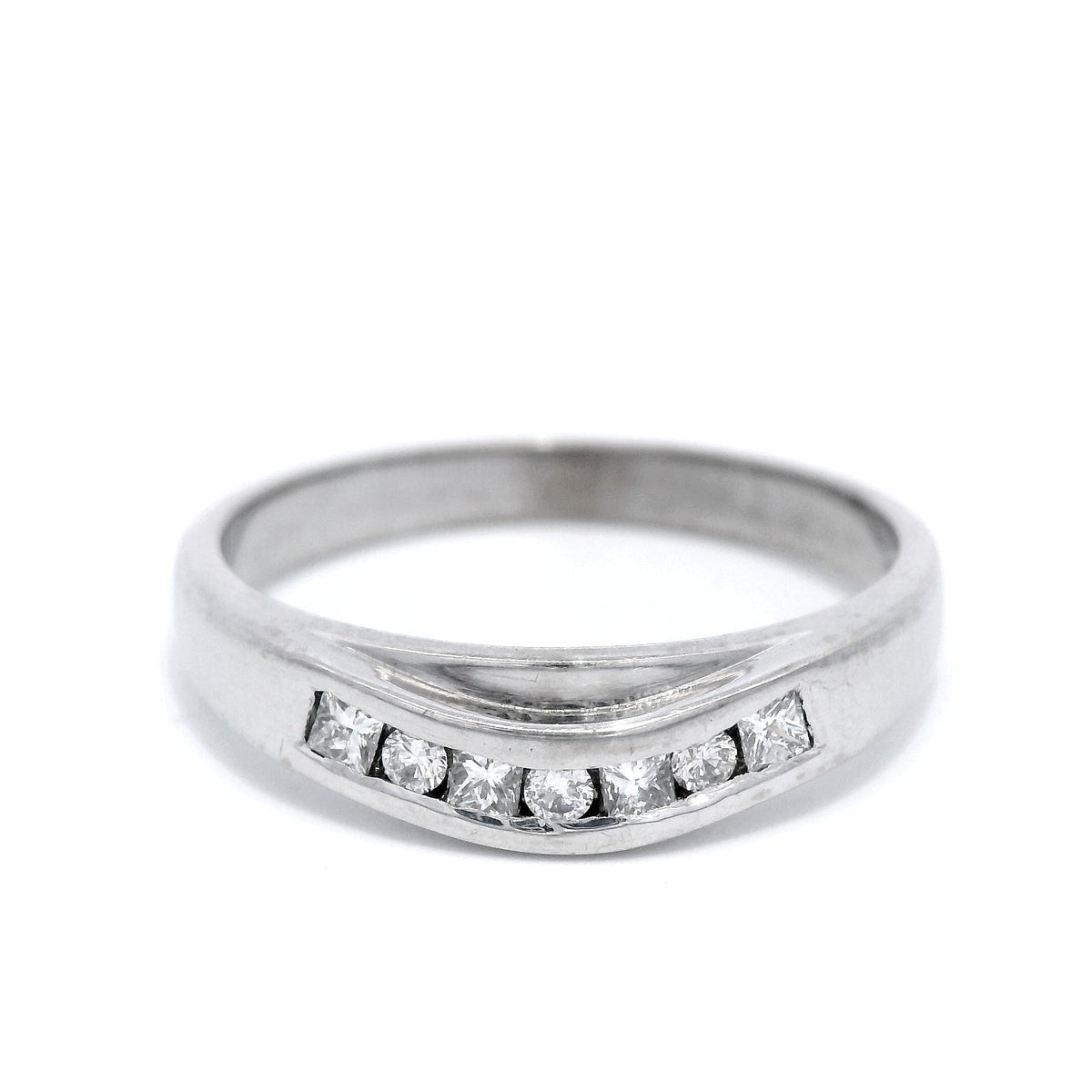 Diamond Curved Eternity Ring in White Gold