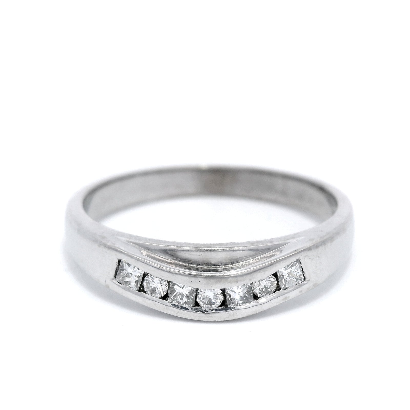 Diamond Curved Eternity Ring in White Gold
