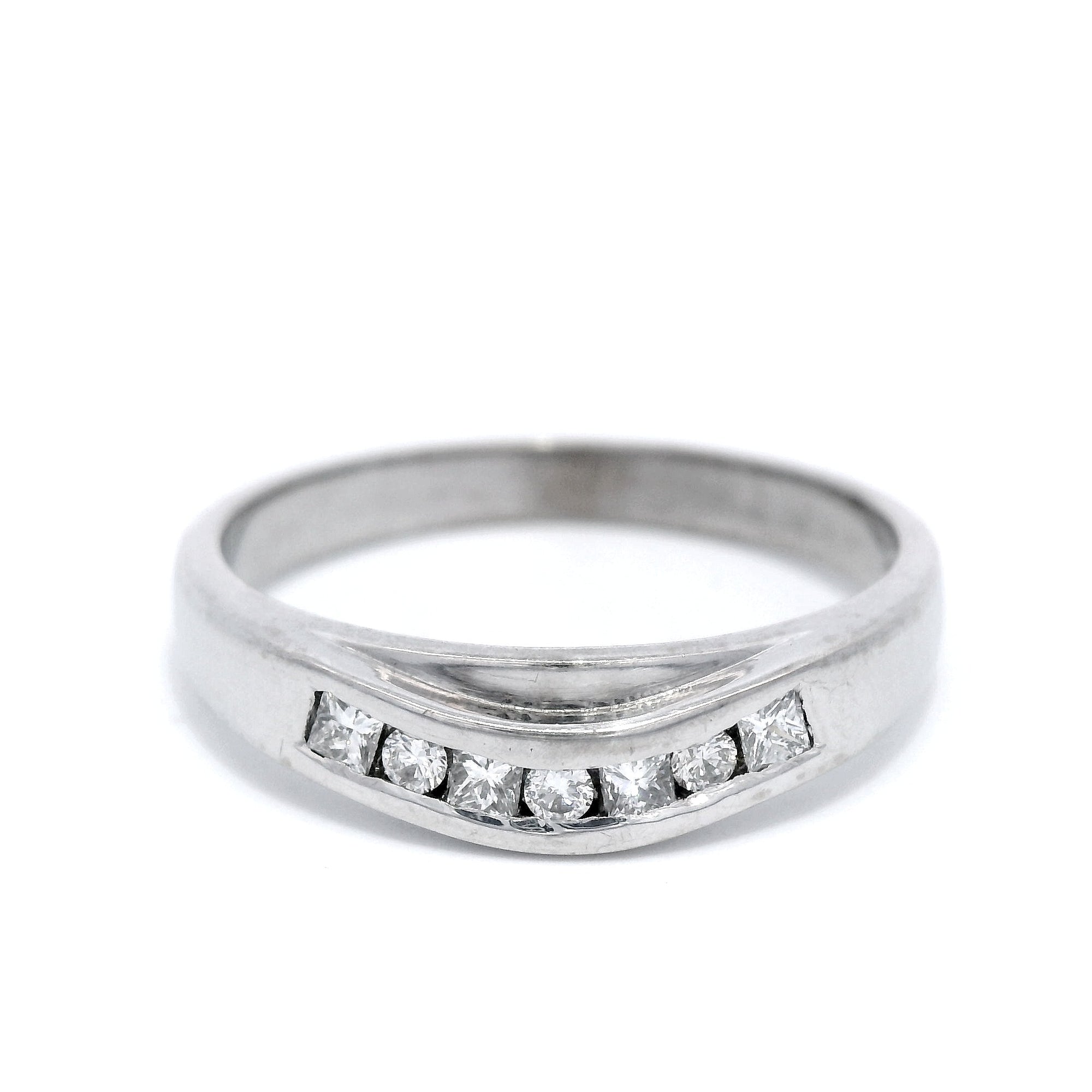 Diamond Curved Eternity Ring in White Gold