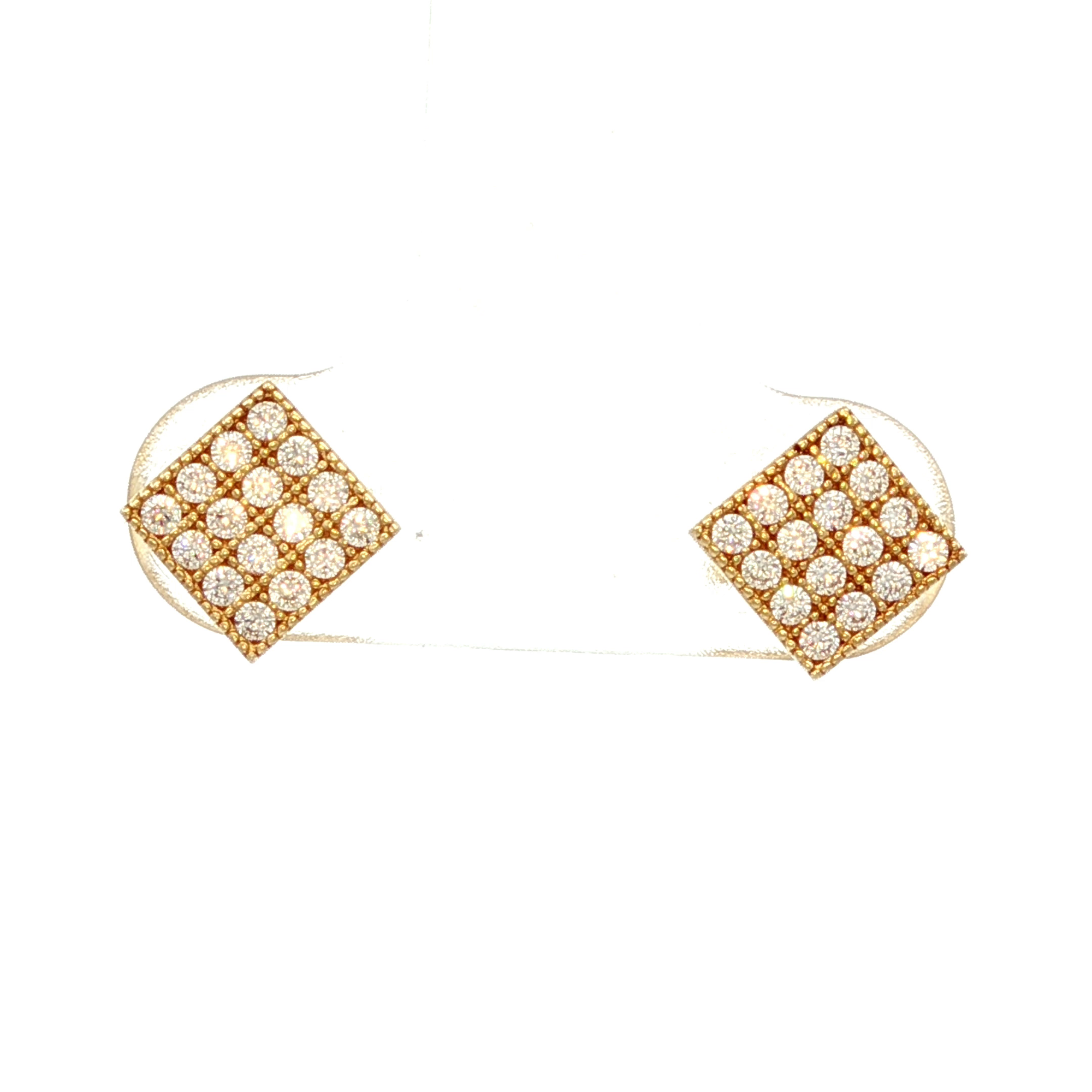 Square Stud Earrings in Yellow Gold