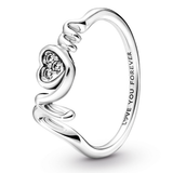 Mom sterling silver ring with clear cubic zirconia