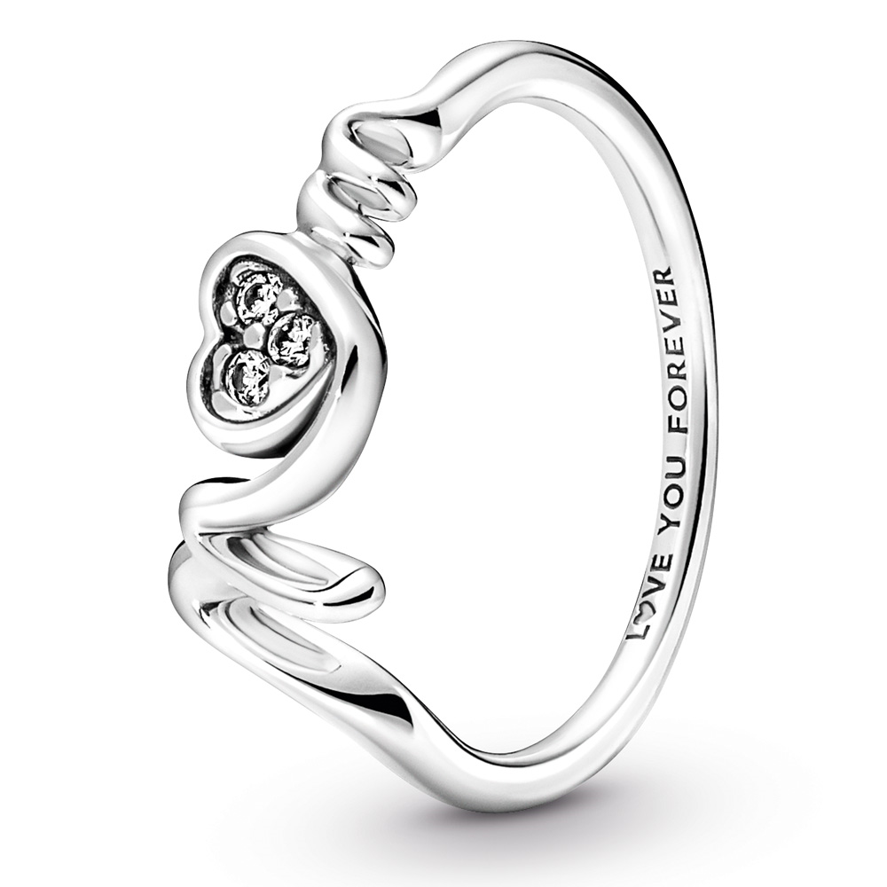 Mom sterling silver ring with clear cubic zirconia