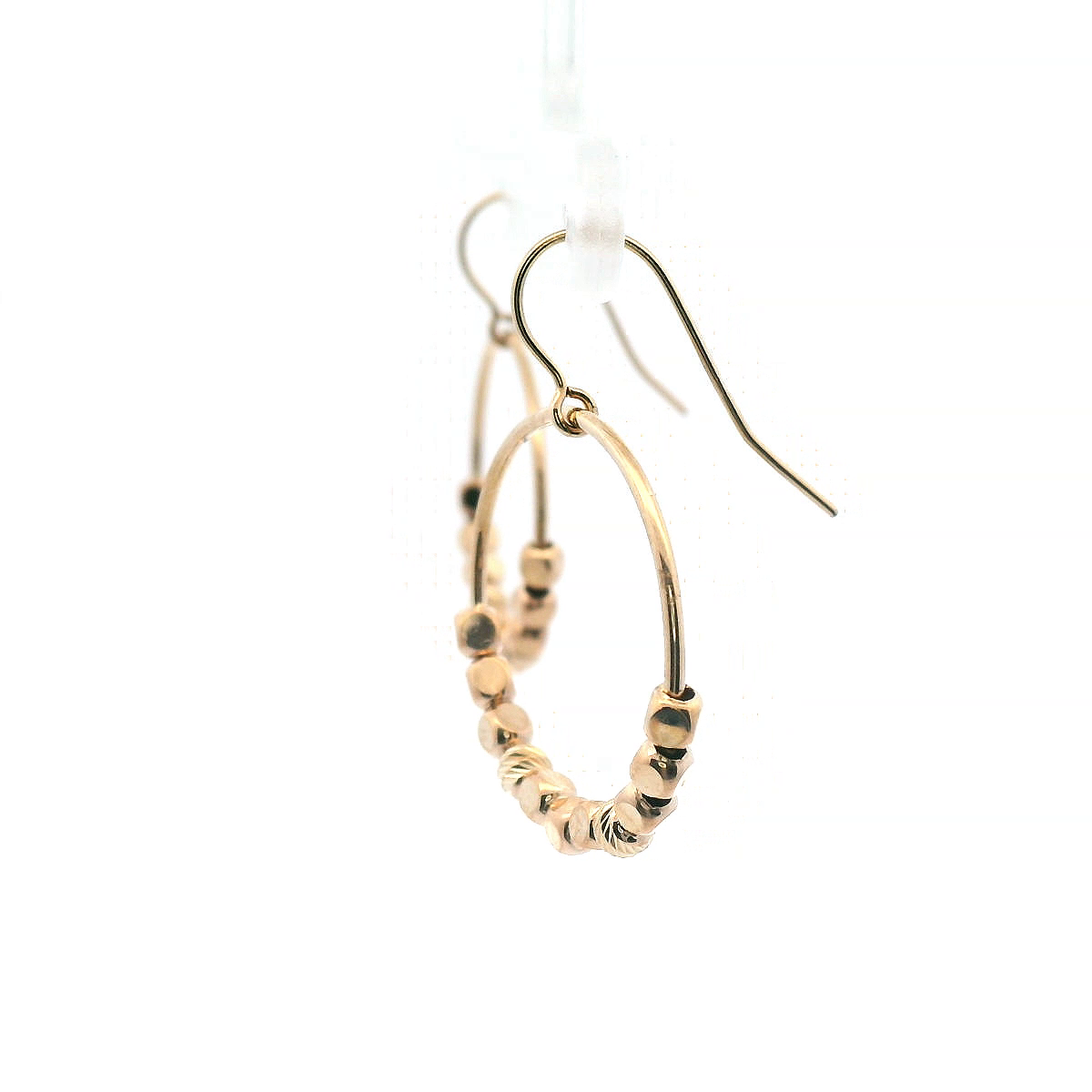 Open Circle Beaded Drop Earrings in 9ct Yellow Gold